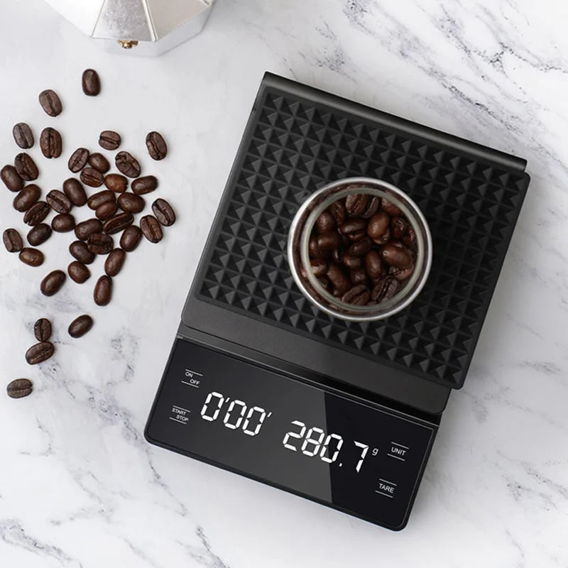 3kg/0.1g Coffee Scale with Timer Kitchen Tools Digital Multifunction Weighing Scale Pour Over Drip Espresso Scale LCD Display BrewFi Coffee & Tea