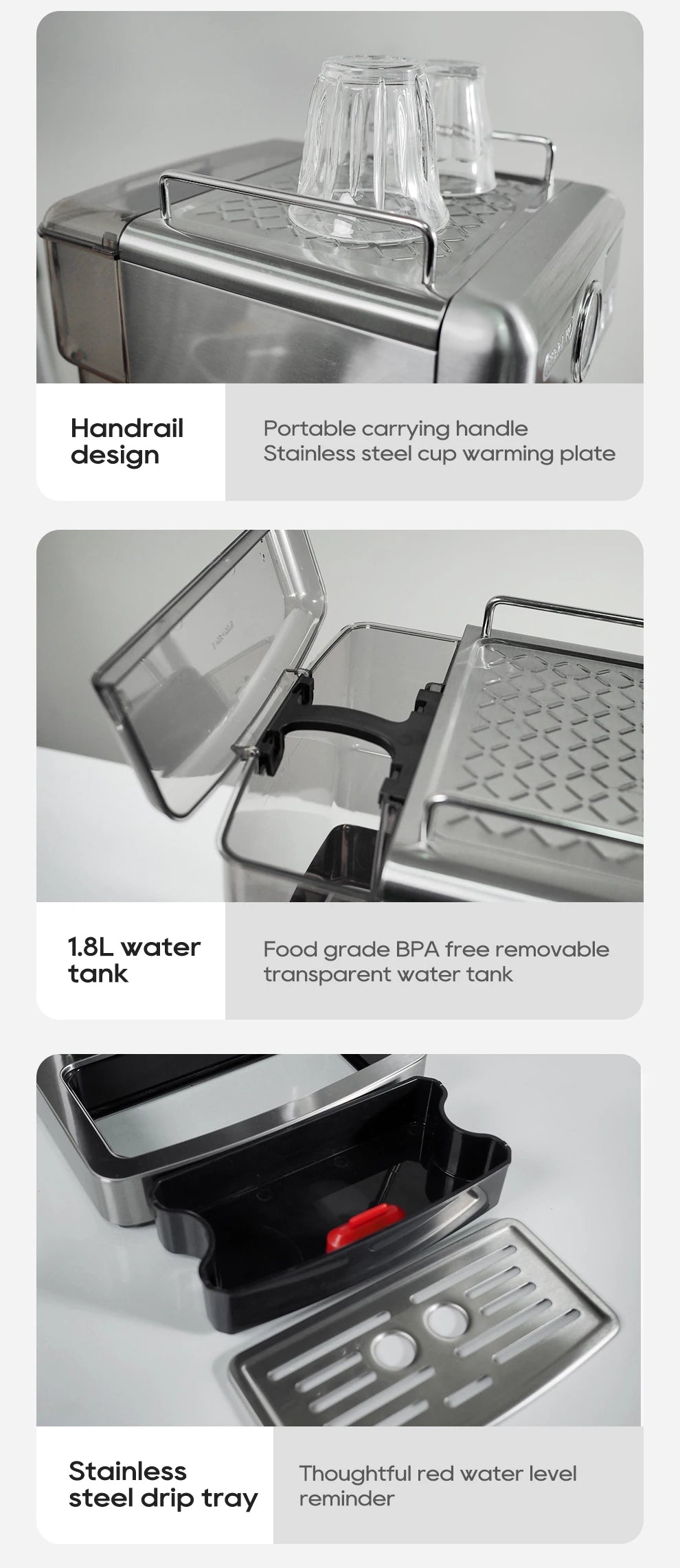 HiBREW 20Bar Semi Automatic Espresso Coffee Machine Temperature Adjustable 58mm Portafilter Cold/Hot Coffee Maker Metal CaseH10A BrewFi Coffee & Tea