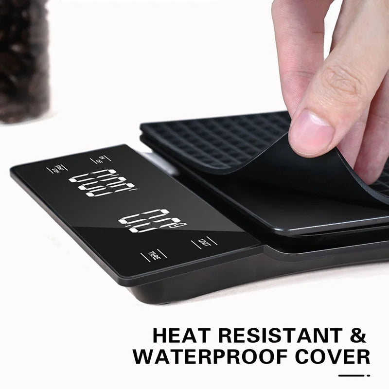3kg/0.1g Coffee Scale with Timer Kitchen Tools Digital Multifunction Weighing Scale Pour Over Drip Espresso Scale LCD Display BrewFi Coffee & Tea