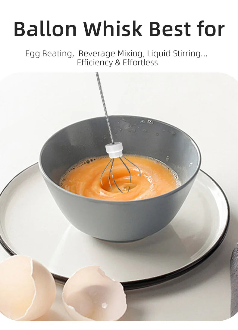HOT  Electric Milk Frother + Egg Beater Wireless Type-C Charging 3 Speeds Mini Handheld Foam Maker Coffee Whisk Cooking Tools BrewFi Coffee & Tea