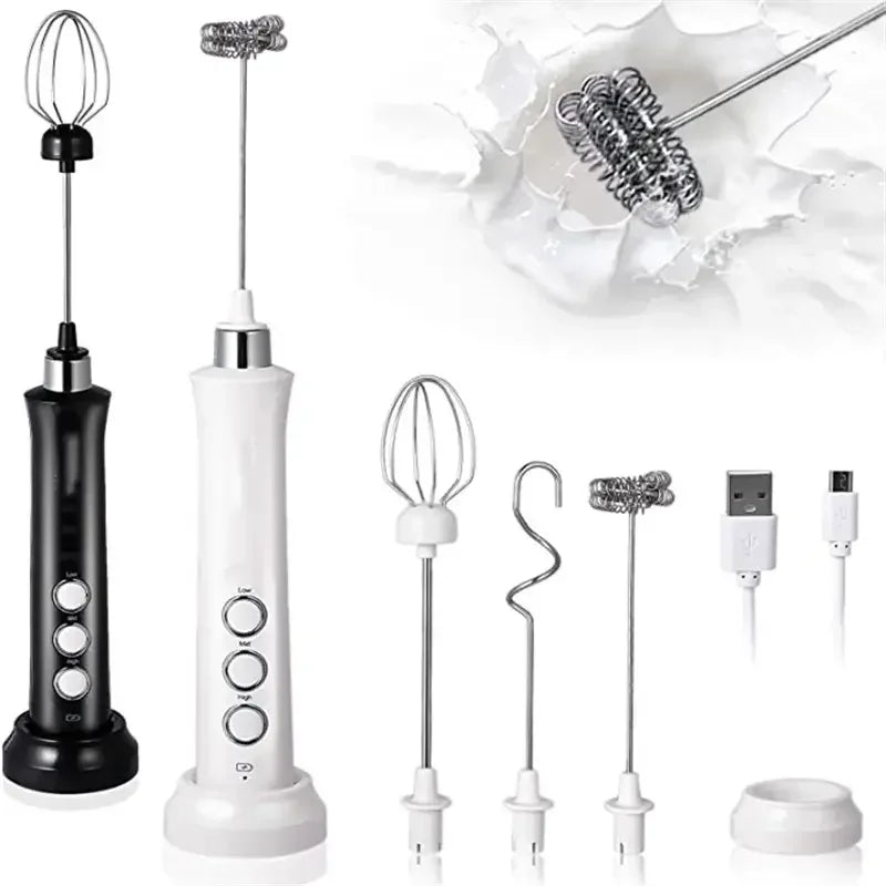 Wireless Rechargeable Electric Milk Frother - 3 Speeds, Handheld Foam Maker for Latte, Cappuccino, Hot Chocolate - USB Rechargea BrewFi Coffee & Tea