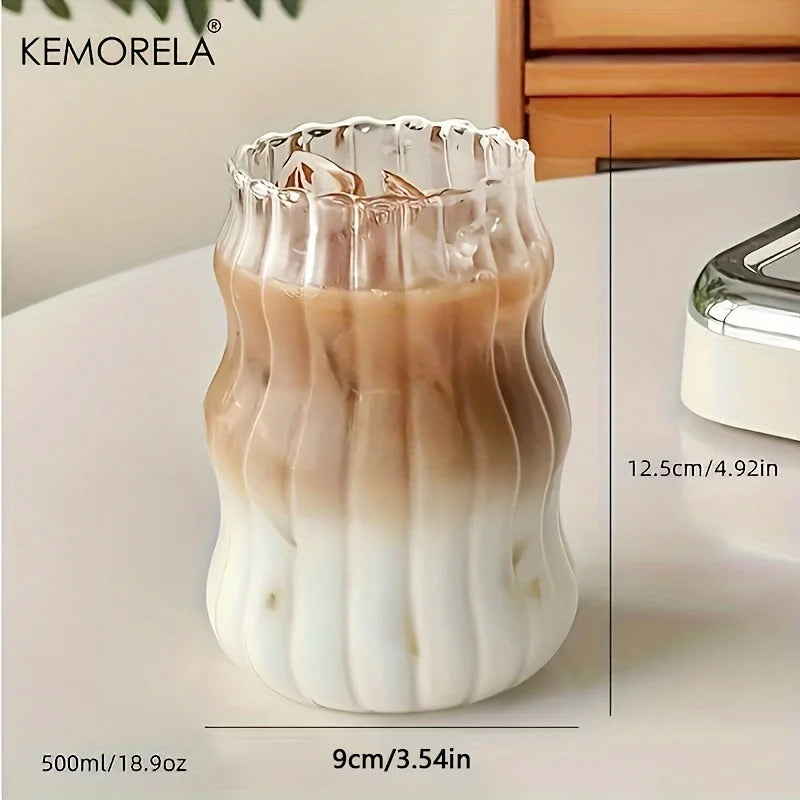 2/4/6PCS INS Glass Cup Heat-resistant Tumbler Drinkware Transparent Tea Juice Milk Coffee Mug Home Water Glasses Stripe Beer Mug BrewFi Coffee & Tea