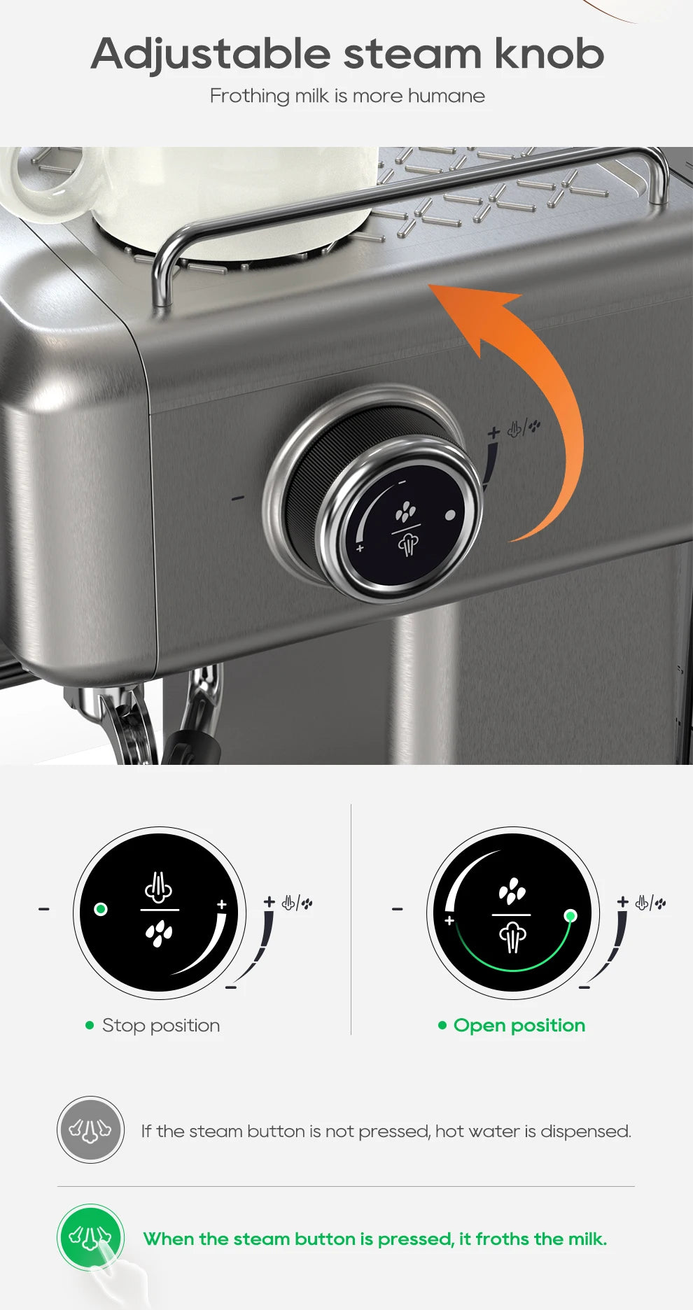 HiBREW 20Bar Semi Automatic Espresso Coffee Machine Temperature Adjustable 58mm Portafilter Cold/Hot Coffee Maker Metal CaseH10A BrewFi Coffee & Tea