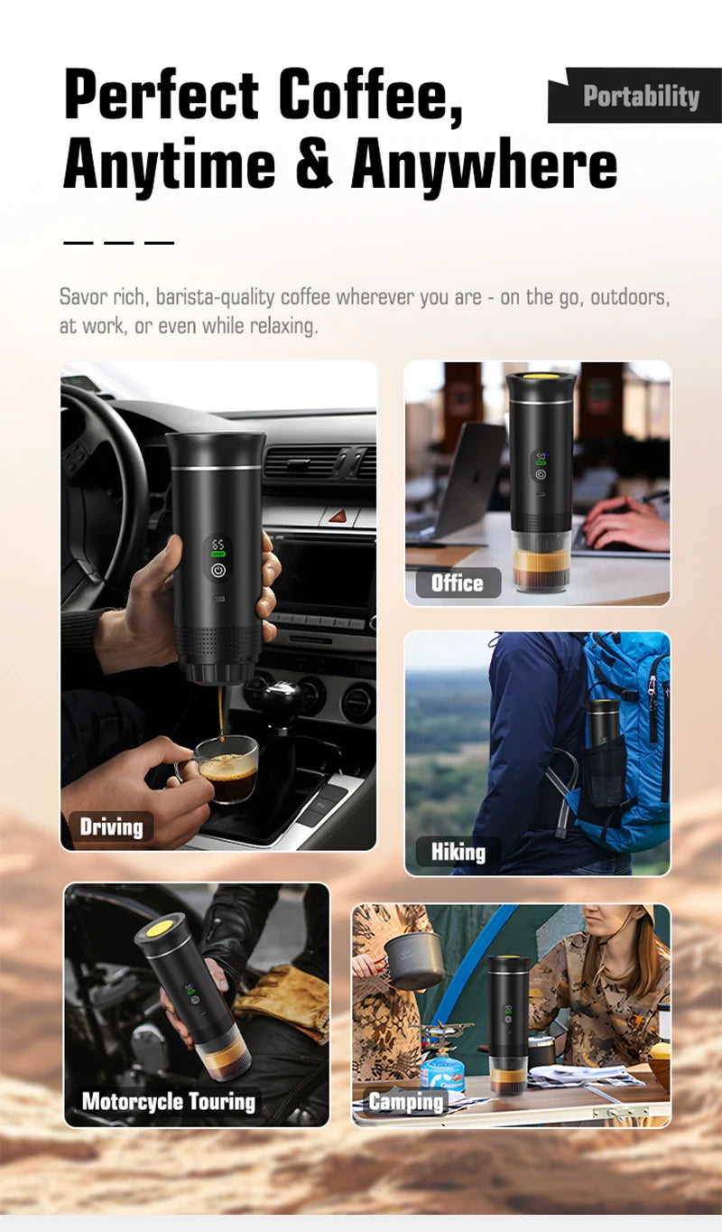 DENOKIN Portable Espresso Coffee Machine With Digital Display 3-in-1 Capsule Coffee Maker for Car & Home Camping Coffee Maker BrewFi Coffee & Tea