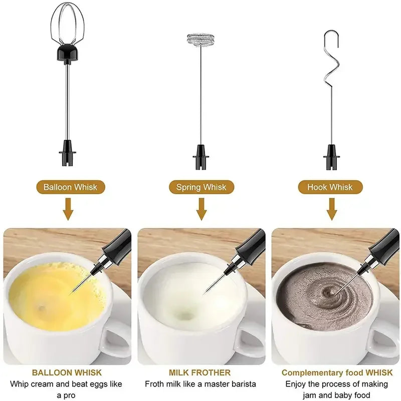 Wireless Rechargeable Electric Milk Frother - 3 Speeds, Handheld Foam Maker for Latte, Cappuccino, Hot Chocolate - USB Rechargea BrewFi Coffee & Tea
