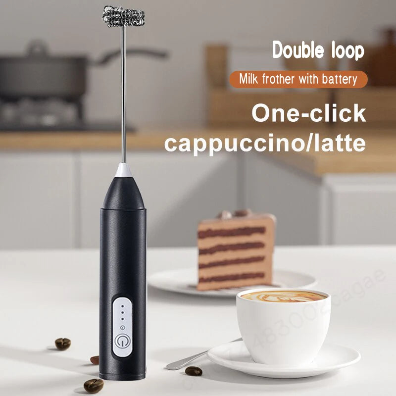 HOT  Electric Milk Frother + Egg Beater Wireless Type-C Charging 3 Speeds Mini Handheld Foam Maker Coffee Whisk Cooking Tools BrewFi Coffee & Tea