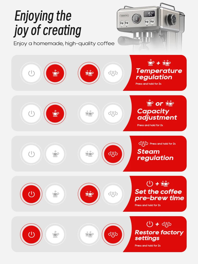 HiBREW 20Bar Semi Automatic Espresso Coffee Machine Temperature Adjustable 58mm Portafilter Cold/Hot Coffee Maker Metal CaseH10A BrewFi Coffee & Tea