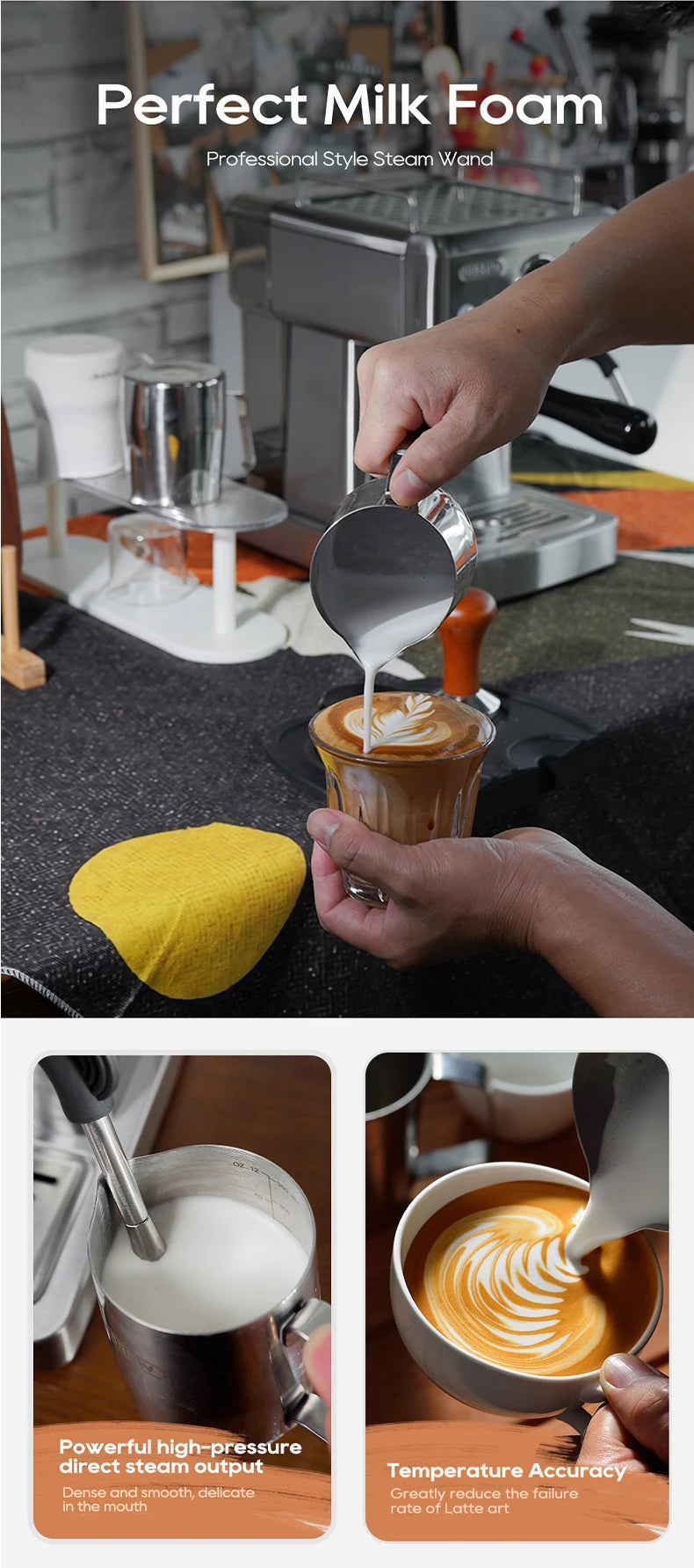 HiBREW 20Bar Semi Automatic Espresso Coffee Machine Temperature Adjustable 58mm Portafilter Cold/Hot Coffee Maker Metal CaseH10A BrewFi Coffee & Tea