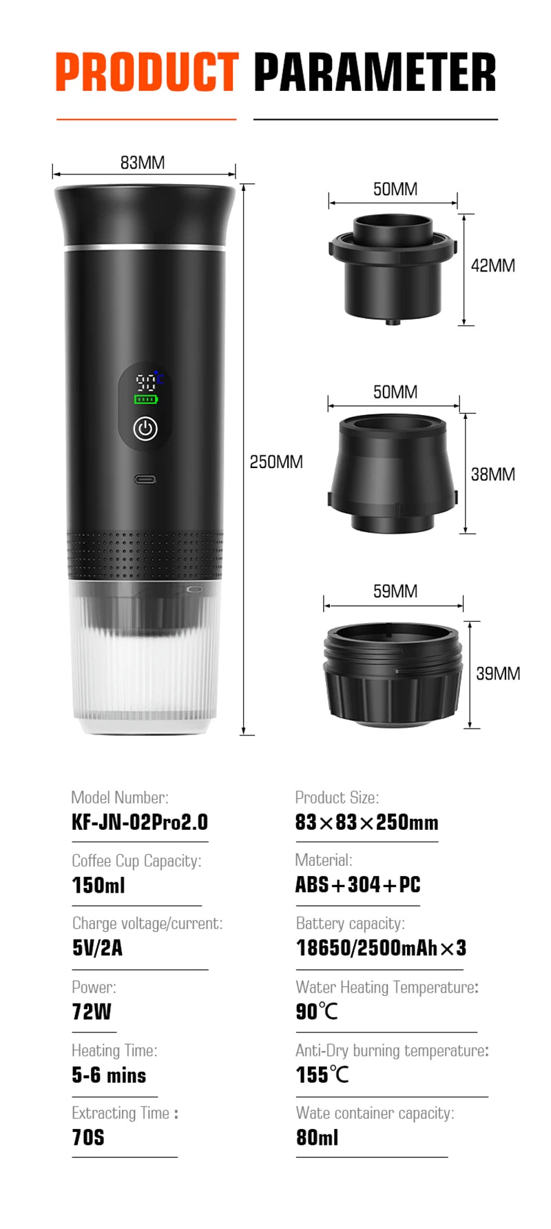 DENOKIN Portable Espresso Coffee Machine With Digital Display 3-in-1 Capsule Coffee Maker for Car & Home Camping Coffee Maker BrewFi Coffee & Tea