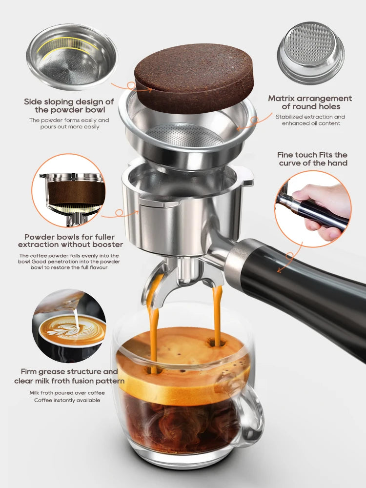 HiBREW 20Bar Semi Automatic Espresso Coffee Machine Temperature Adjustable 58mm Portafilter Cold/Hot Coffee Maker Metal CaseH10A BrewFi Coffee & Tea