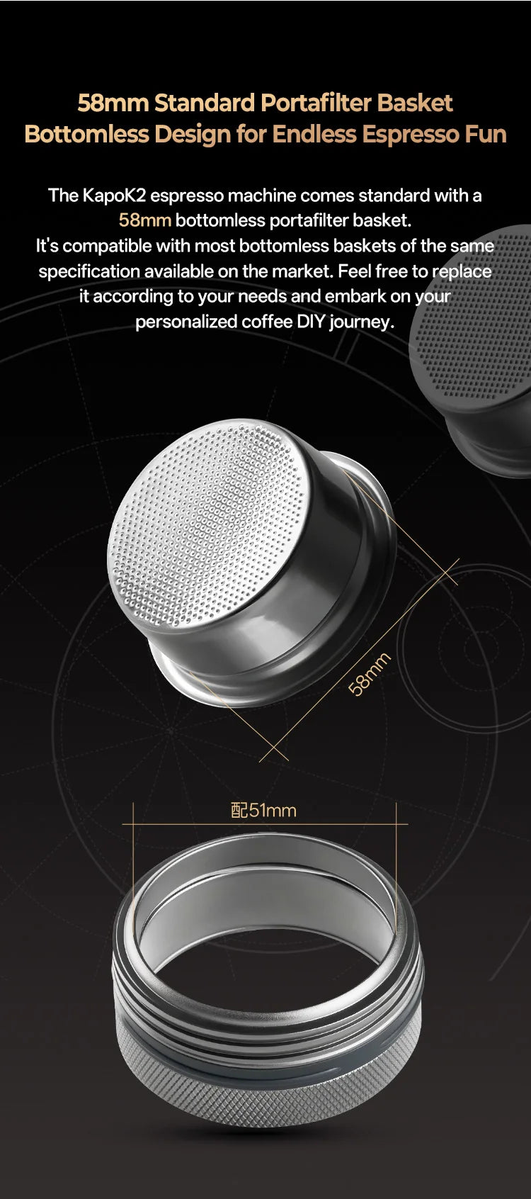 IKAPE Kapo K2 Portable Coffee Machine/Bluetooth connection/Timer Function,51/58mm Espresso Bottomless Portafilter,Camping/Home BrewFi Coffee & Tea