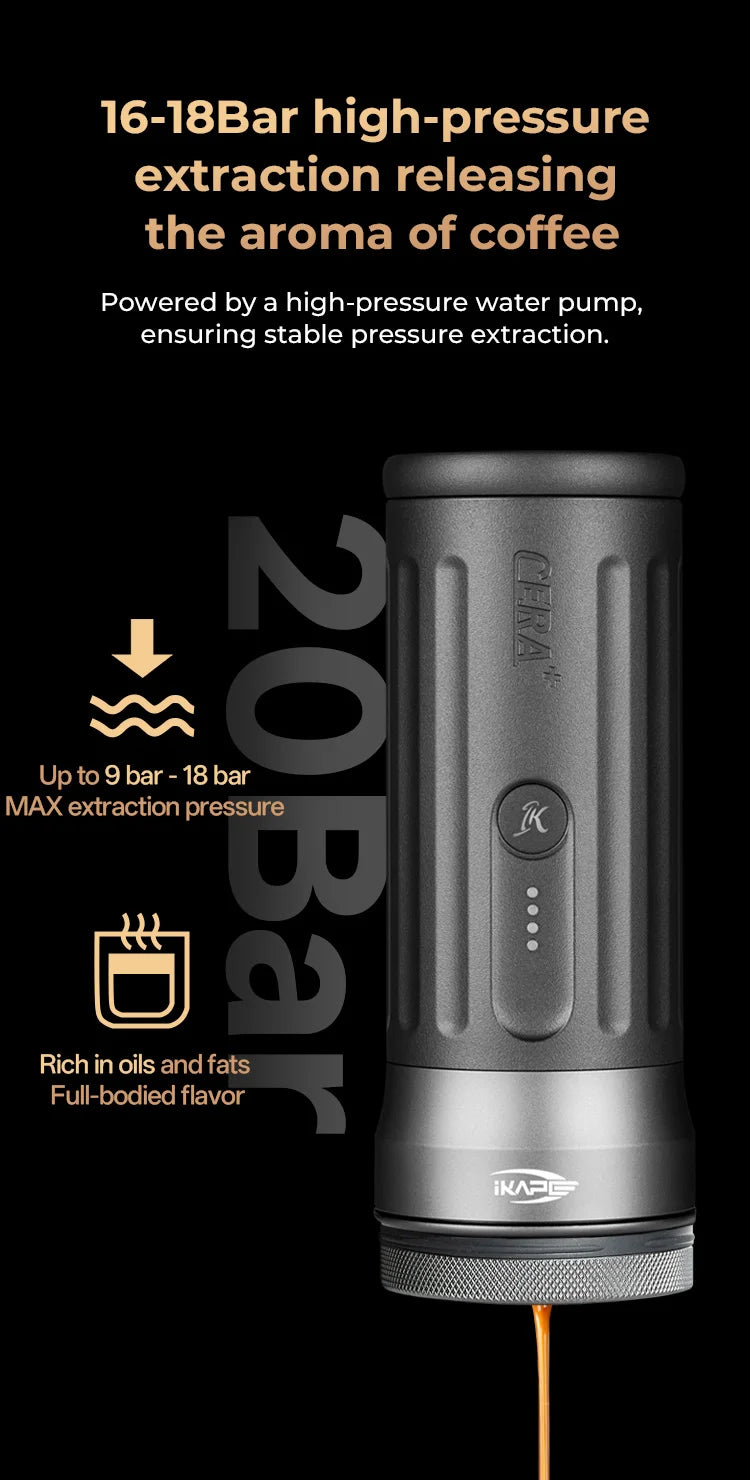 IKAPE Kapo K2 Portable Coffee Machine/Bluetooth connection/Timer Function,51/58mm Espresso Bottomless Portafilter,Camping/Home BrewFi Coffee & Tea