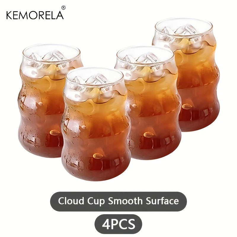 2/4/6PCS INS Glass Cup Heat-resistant Tumbler Drinkware Transparent Tea Juice Milk Coffee Mug Home Water Glasses Stripe Beer Mug BrewFi Coffee & Tea