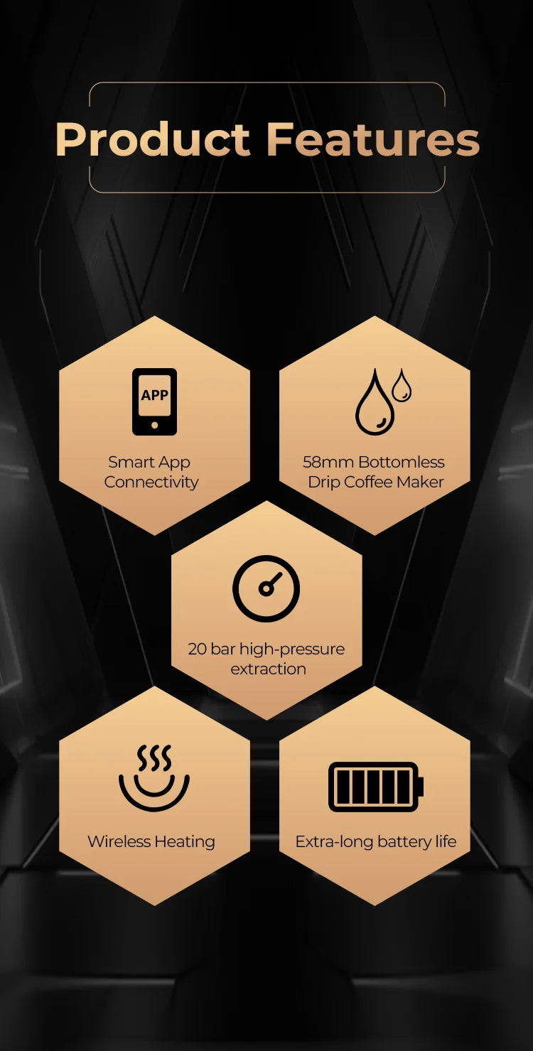 IKAPE Kapo K2 Portable Coffee Machine/Bluetooth connection/Timer Function,51/58mm Espresso Bottomless Portafilter,Camping/Home BrewFi Coffee & Tea