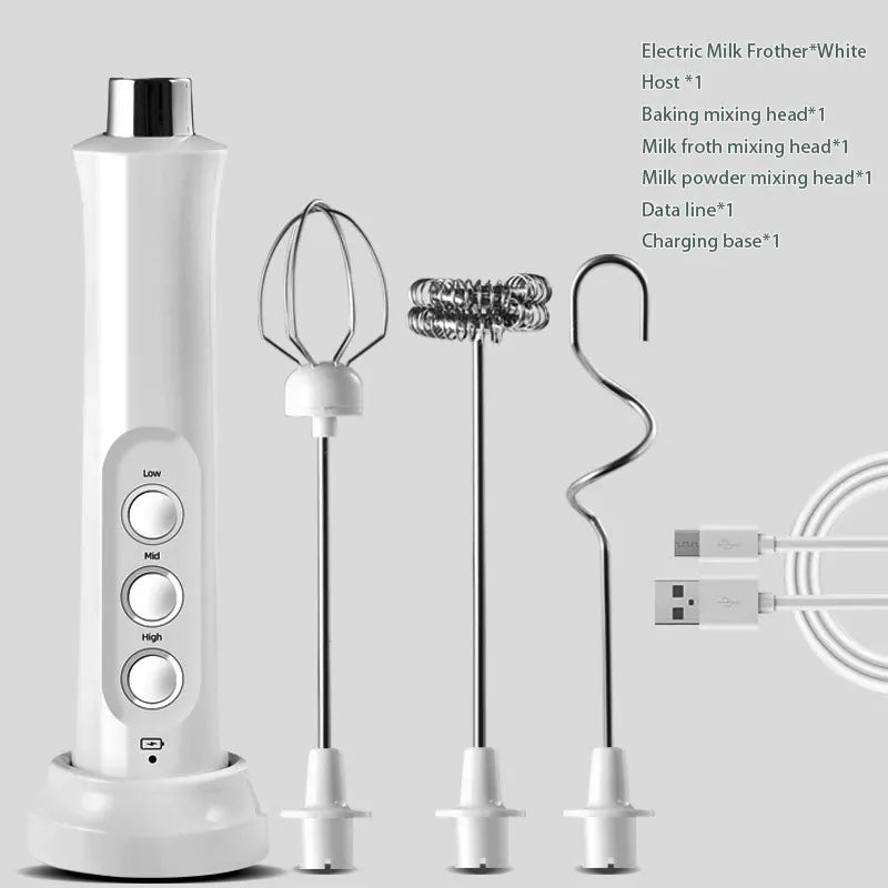 Wireless Rechargeable Electric Milk Frother - 3 Speeds, Handheld Foam Maker for Latte, Cappuccino, Hot Chocolate - USB Rechargea BrewFi Coffee & Tea