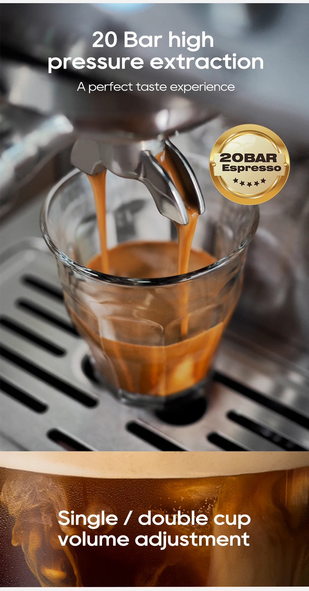 HiBREW 20Bar Semi Automatic Espresso Coffee Machine Temperature Adjustable 58mm Portafilter Cold/Hot Coffee Maker Metal CaseH10A BrewFi Coffee & Tea