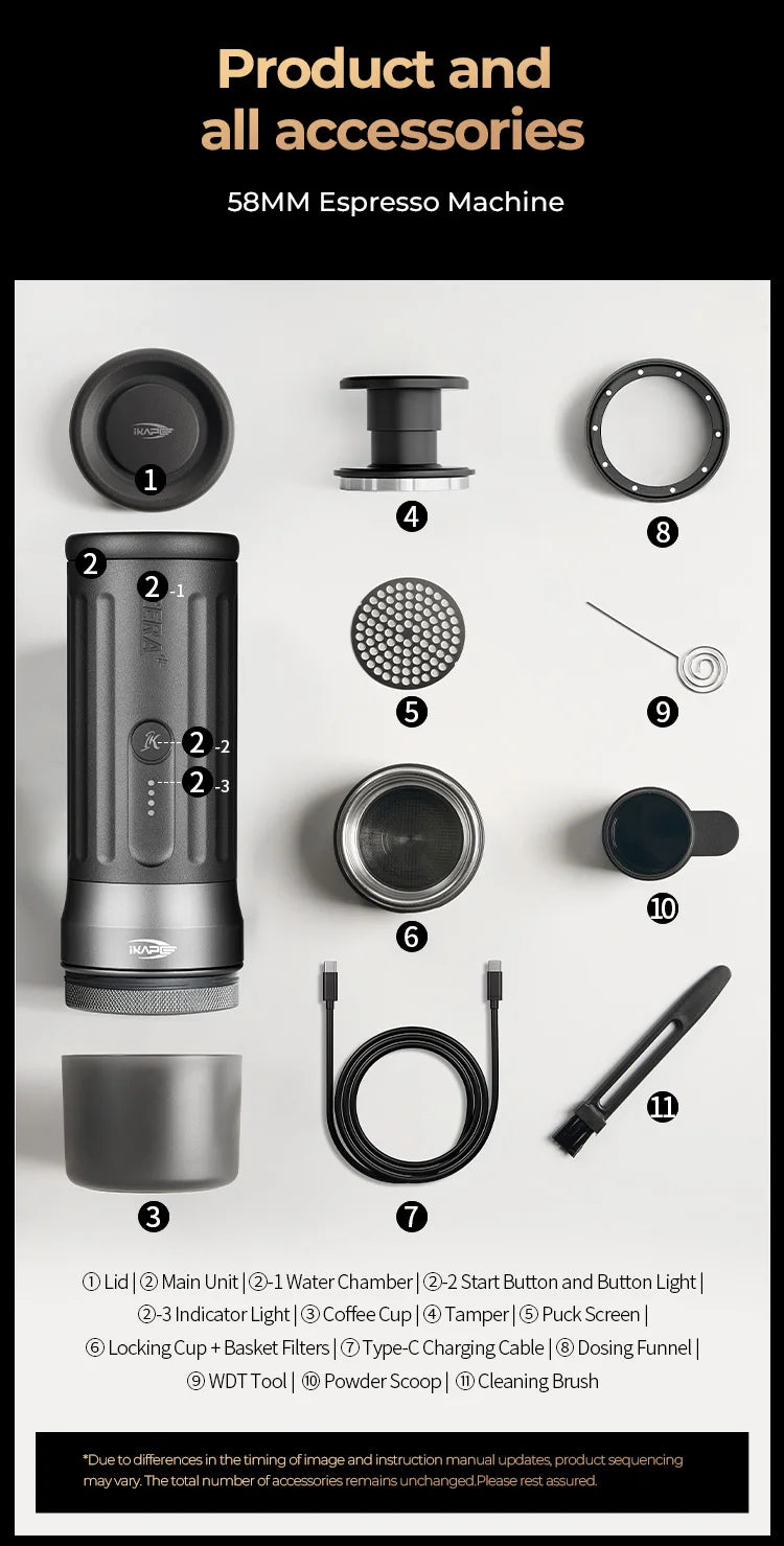 IKAPE Kapo K2 Portable Coffee Machine/Bluetooth connection/Timer Function,51/58mm Espresso Bottomless Portafilter,Camping/Home BrewFi Coffee & Tea