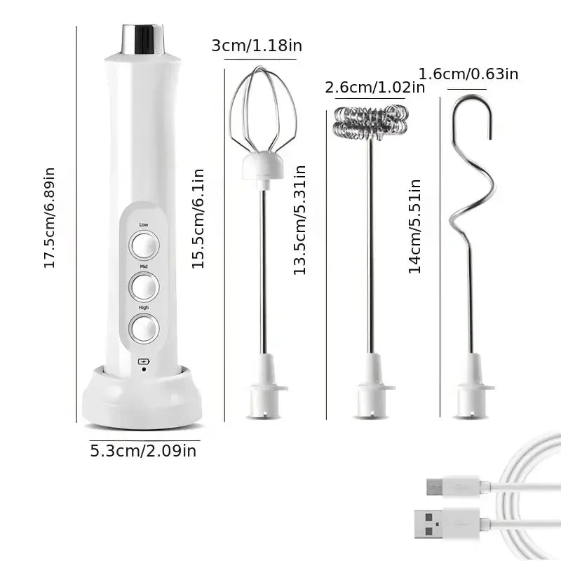 Wireless Rechargeable Electric Milk Frother - 3 Speeds, Handheld Foam Maker for Latte, Cappuccino, Hot Chocolate - USB Rechargea BrewFi Coffee & Tea